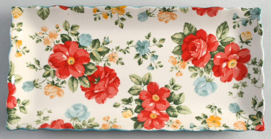 Vintage Floral 12" Rectangular Serving Platter by Pioneer Woman-1