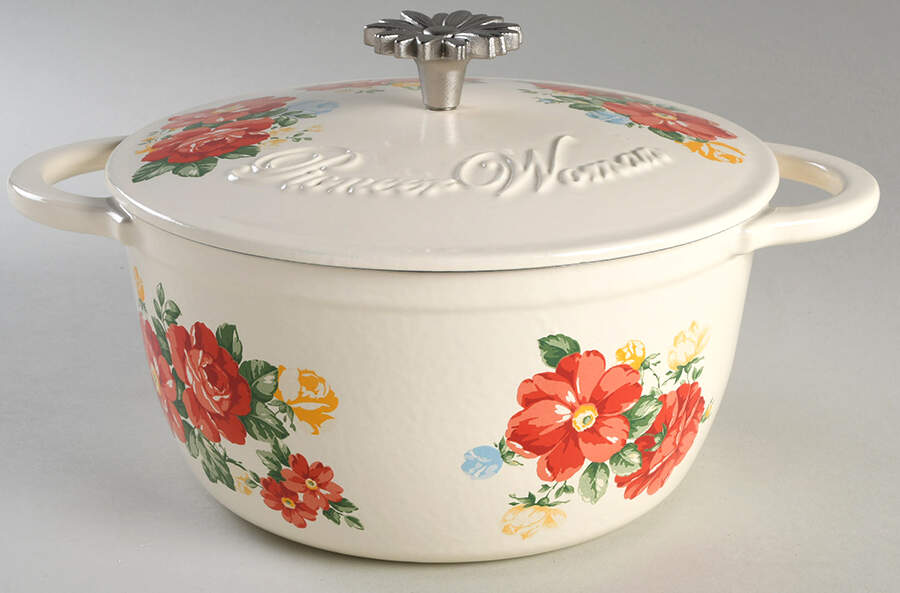 Vintage Floral 3 Qt Cast Iron Dutch Oven & Lid by Pioneer Woman-1