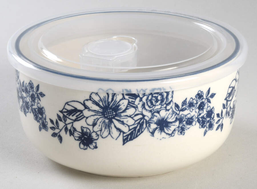 Gabriela Blue 6" Storage Bowl Ceramic with Plastic Lid by Pfaltzgraff-1