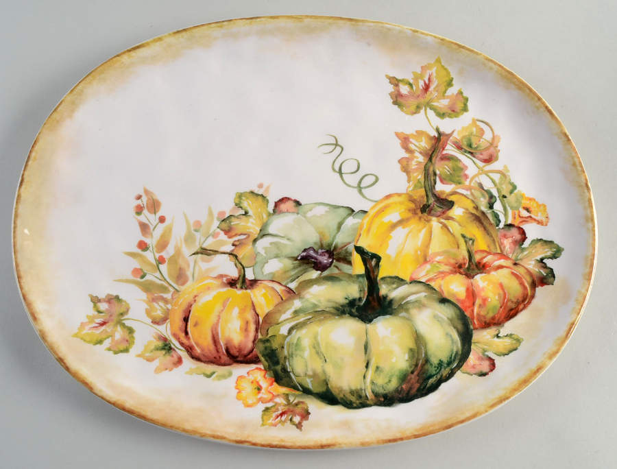 Harvest Blessing Pumpkin 16" Oval Serving Platter by Pier 1-1