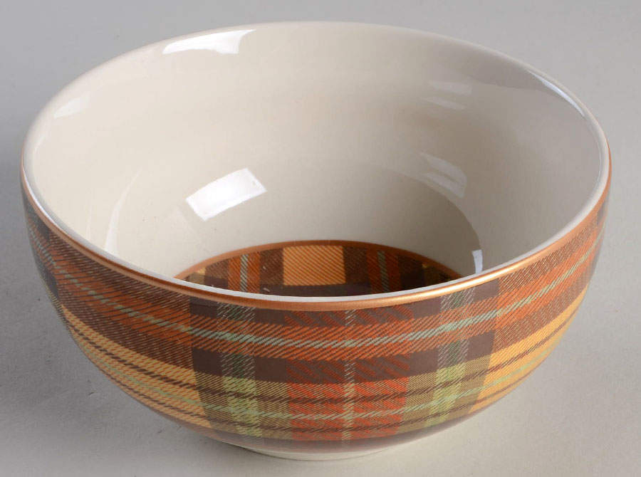 Harvest Plaid Soup/Cereal Bowl by Pier 1-1