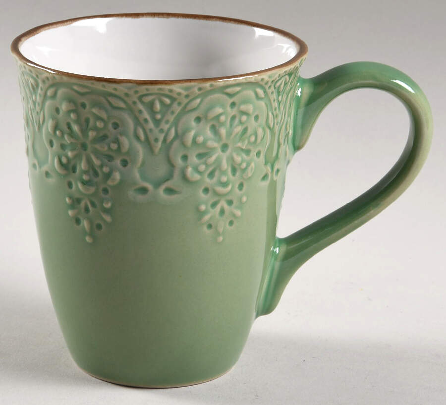 French Lace Green Mug by Pfaltzgraff-1