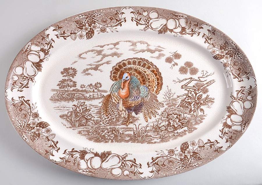 Traditional Turkey 19" Oval Serving Platter by Pottery Barn China-1