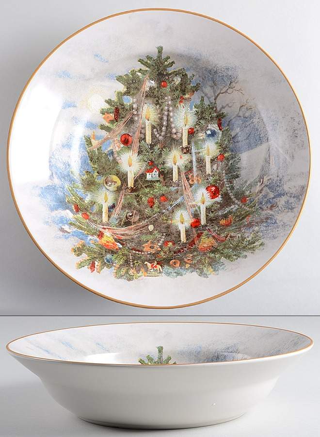 Nostalgic Santa (Nostalgic Christmas) 13" Round Serving Bowl by Pottery Barn China-1