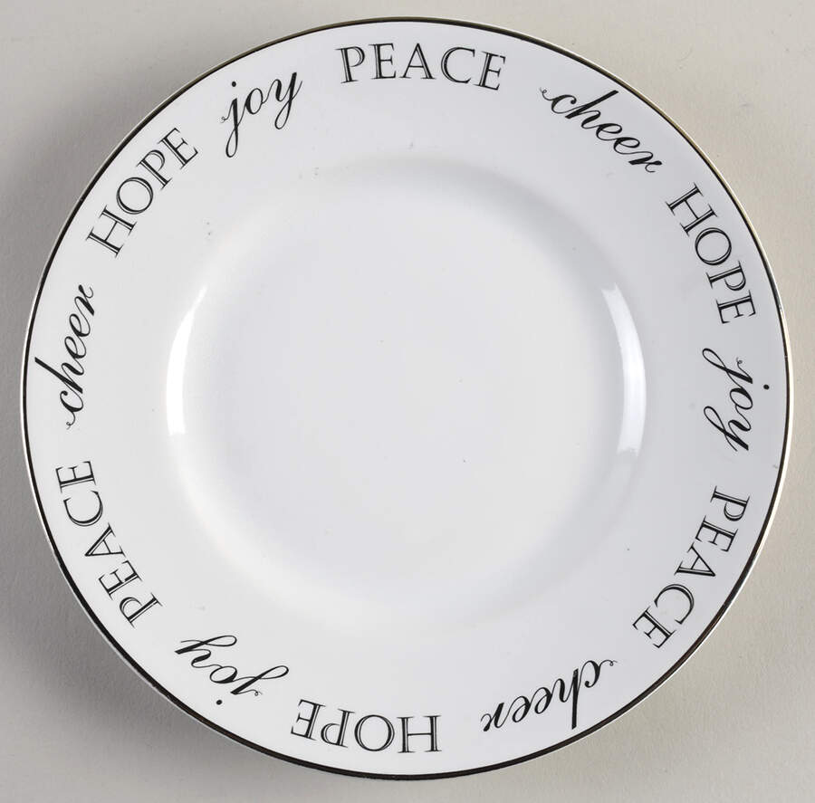 Holiday Peace and Joy Silver Salad Plate by Pier 1-1