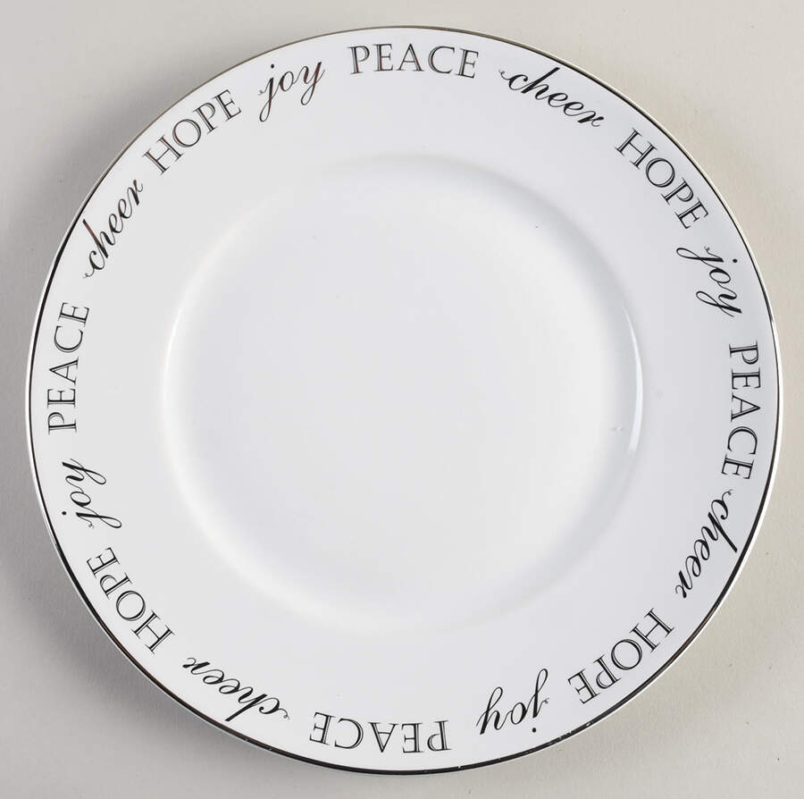 Holiday Peace and Joy Silver Dinner Plate by Pier 1-1