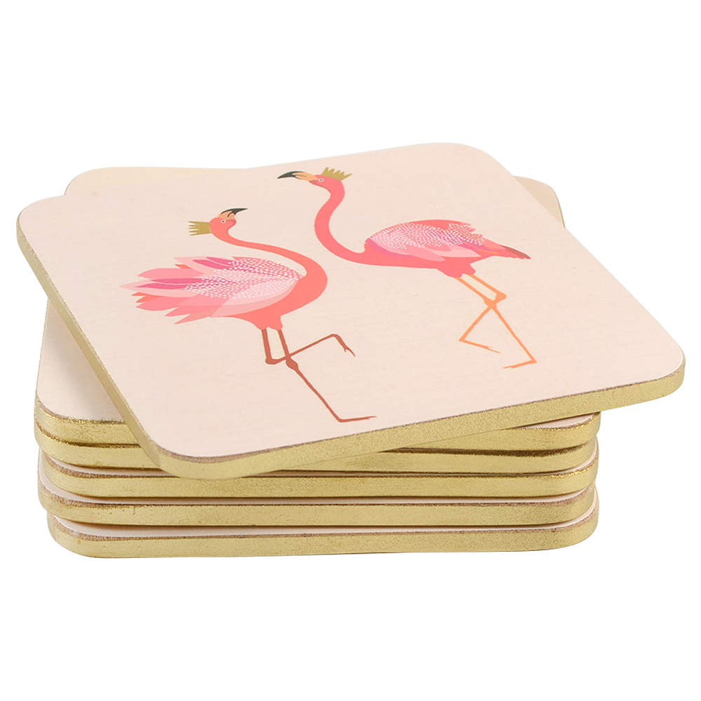 Flamingo Square Corkback Coaster - Set of 6 by Portmeirion-1