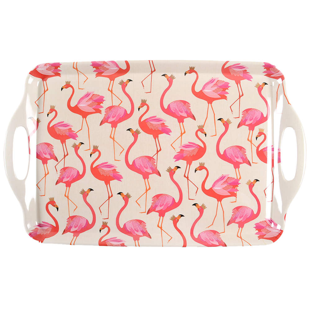 Flamingo 19" Rectangular Handled Serving Melamine Tray by Portmeirion-1