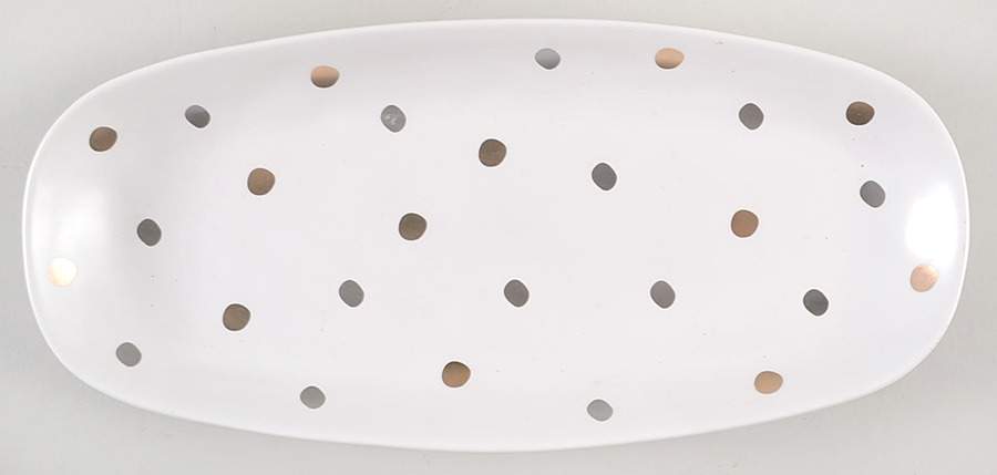 Gray and Gold Polka Dots 9" Oval Tray by Potter's Studio-1