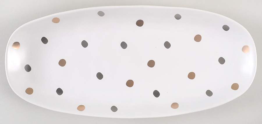 Gray and Gold Polka Dots 12" Oval Tray by Potter's Studio-1