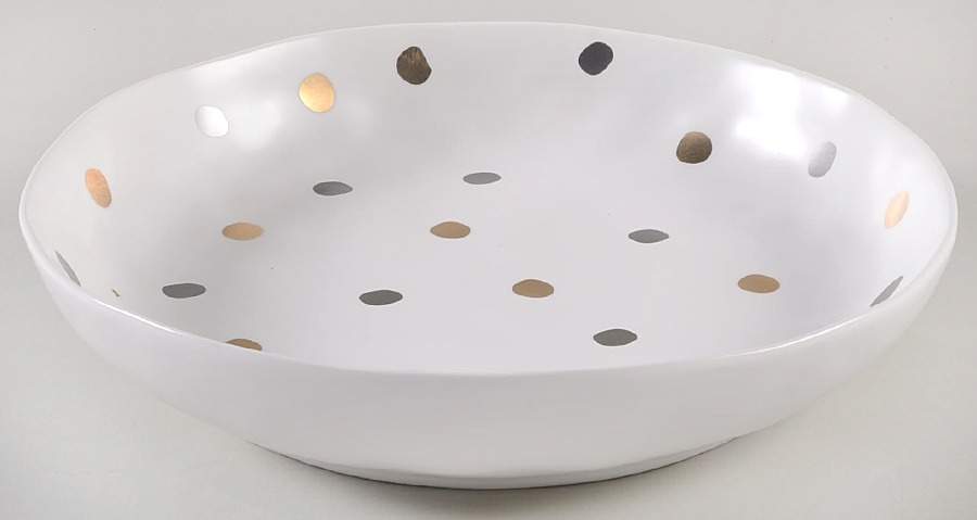 Gray and Gold Polka Dots Individual Dinner Bowl by Potter's Studio-1