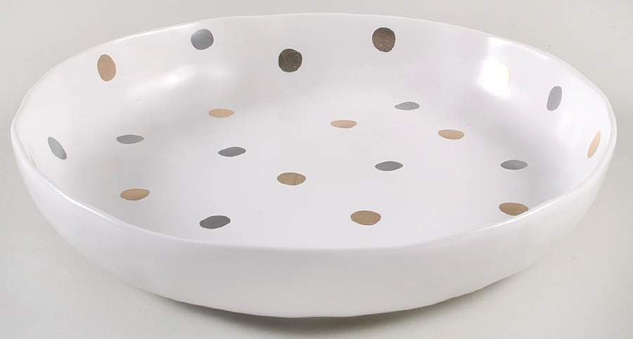 Gray and Gold Polka Dots Individual Dinner Bowl by Potter's Studio-1