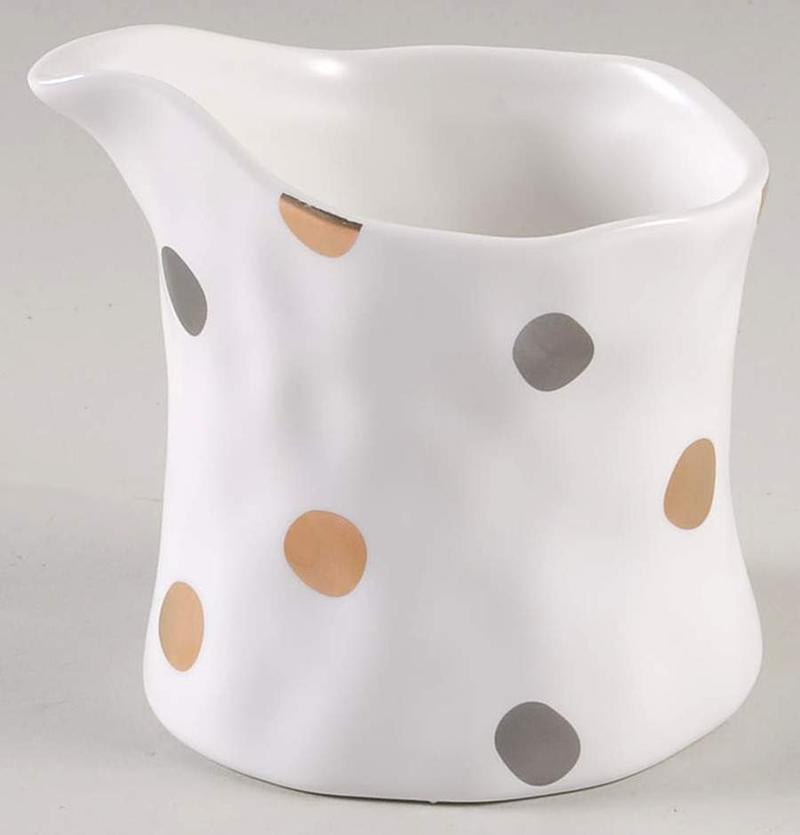 Gray and Gold Polka Dots Creamer by Potter's Studio-1