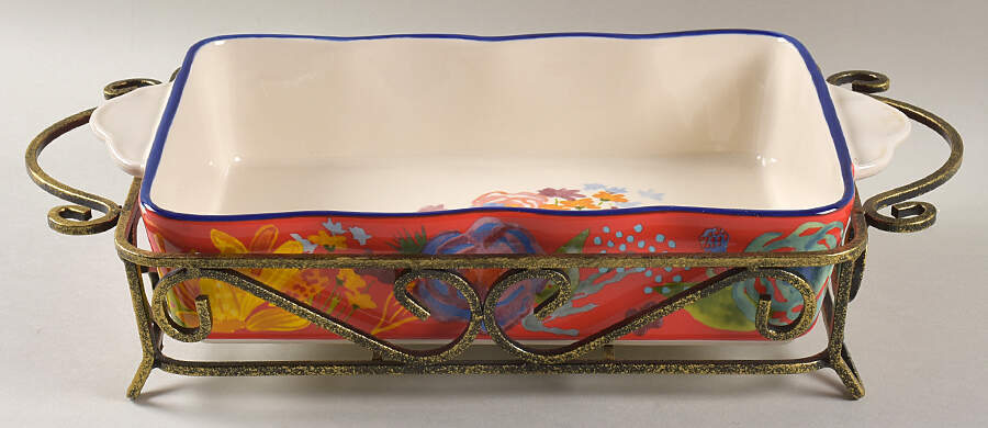 Celia 14" Rectangular Baker W/Metal Stand by Pioneer Woman-1