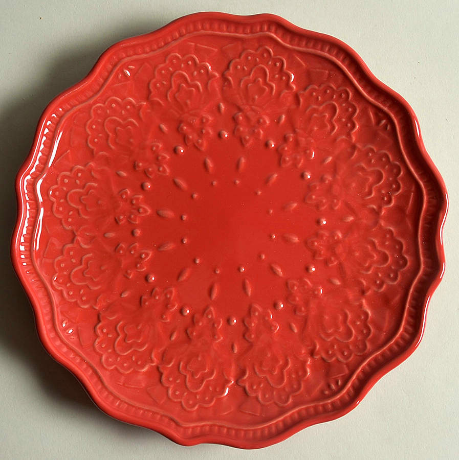 Farmhouse Lace Red Salad Plate by Pioneer Woman-1