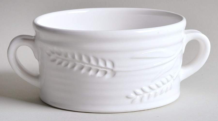 Harvest Wheat White Individual Handled Soup Bowl by Pier 1-1