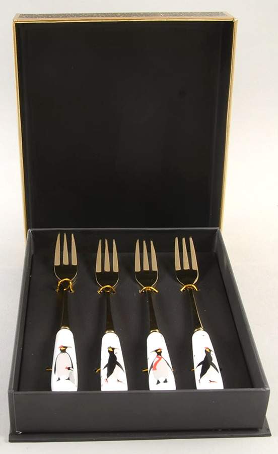 Penguins Individual Pastry Fork - Set of 4 Motifs by Portmeirion-1