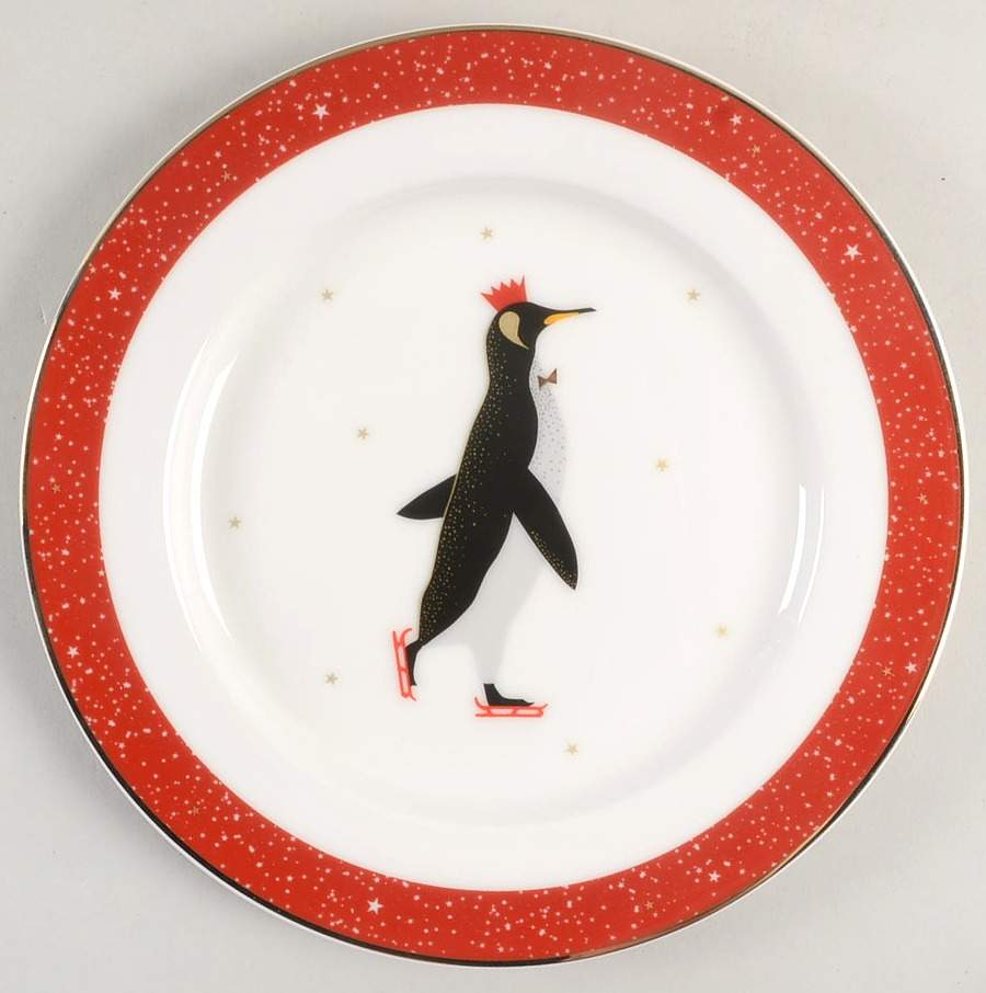 Red Penguins Salad/Dessert Plate by Portmeirion-1