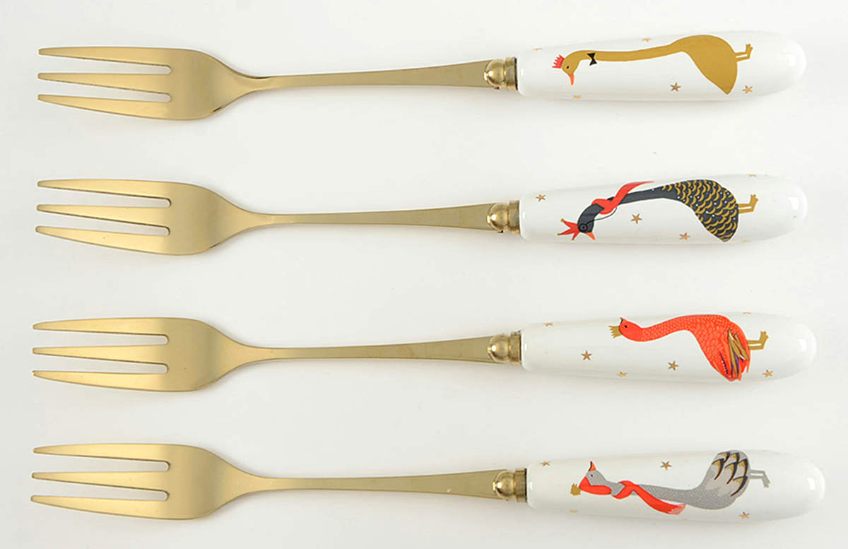 Geese Individual Pastry Fork - Set of 4 Motifs by Portmeirion-1