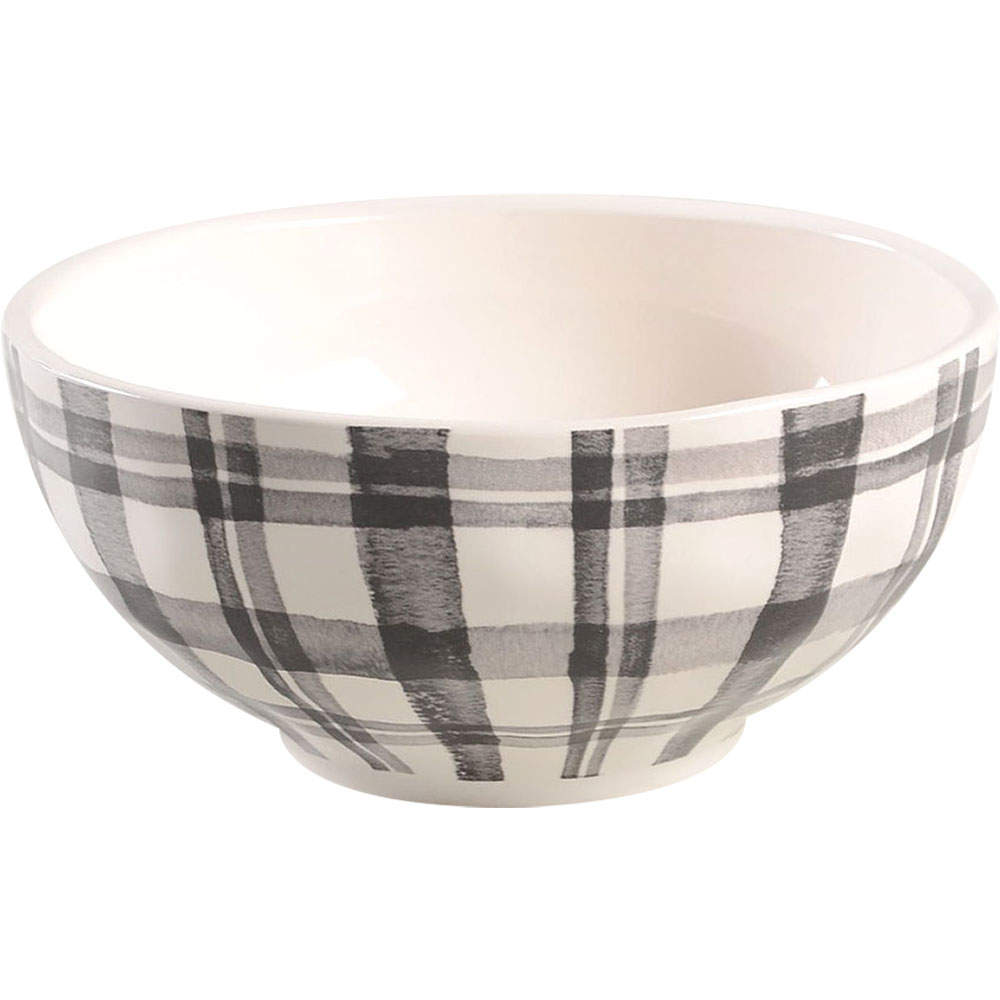 Watercolor Black Plaid (Bradford Black Plaid) Soup/Cereal Bowl by Pier 1-1