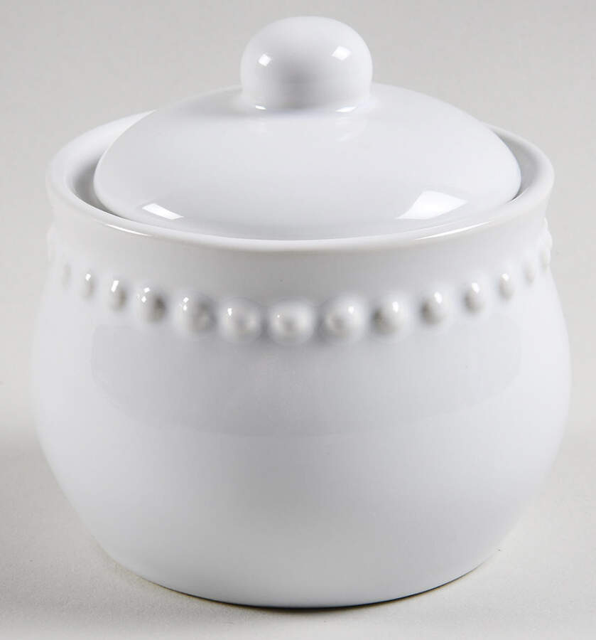 Emma True White Sugar Bowl & Lid by Pottery Barn China-1