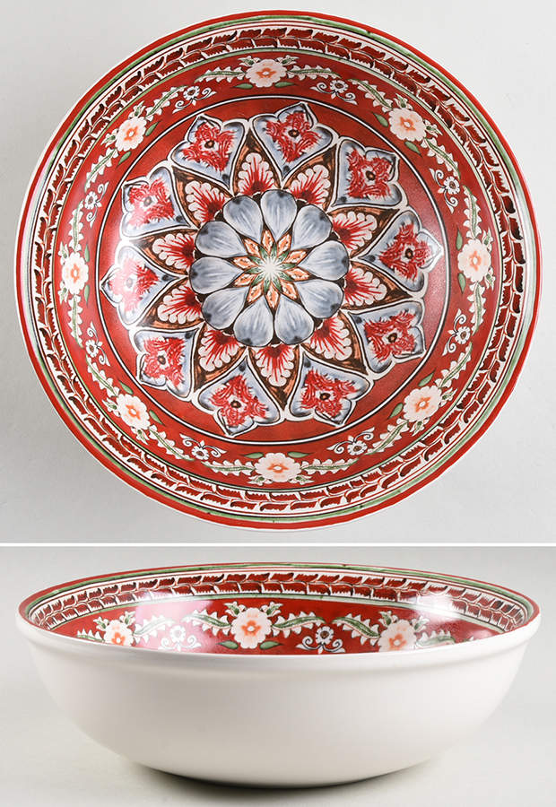 Mezze Red 9" Round Vegetable Bowl by Pottery Barn China-1