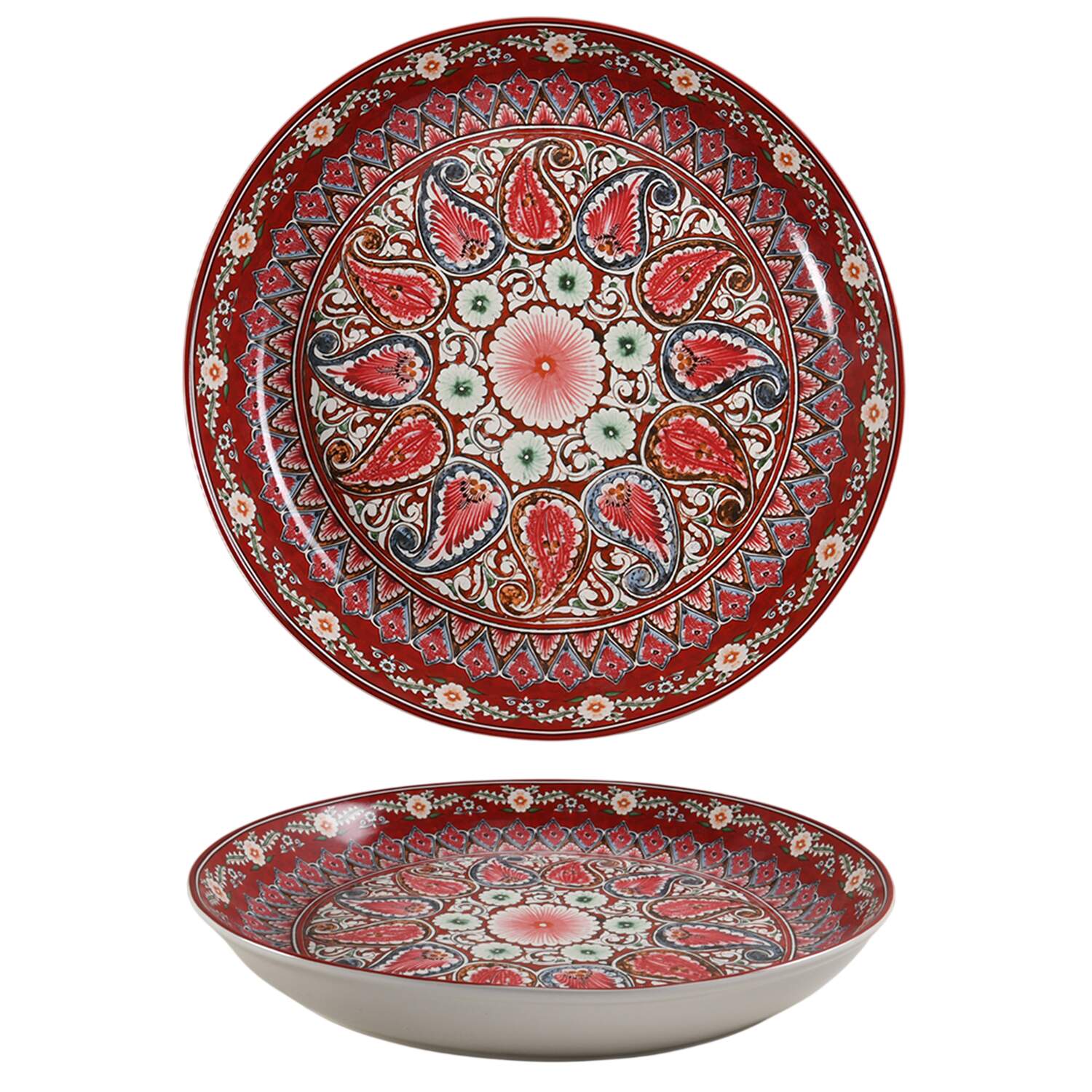 Mezze Red 16" Round Serving Bowl by Pottery Barn China-1