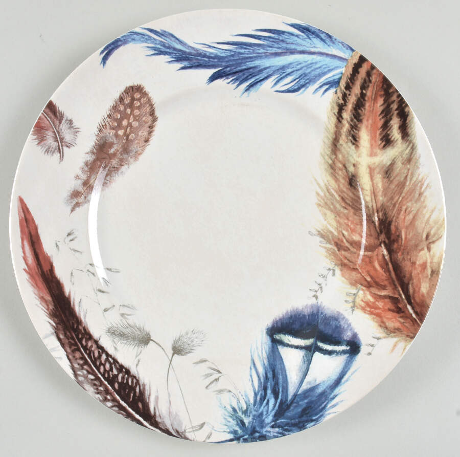 Feather (Blue and Brown) Dinner Plate by Pier 1-1