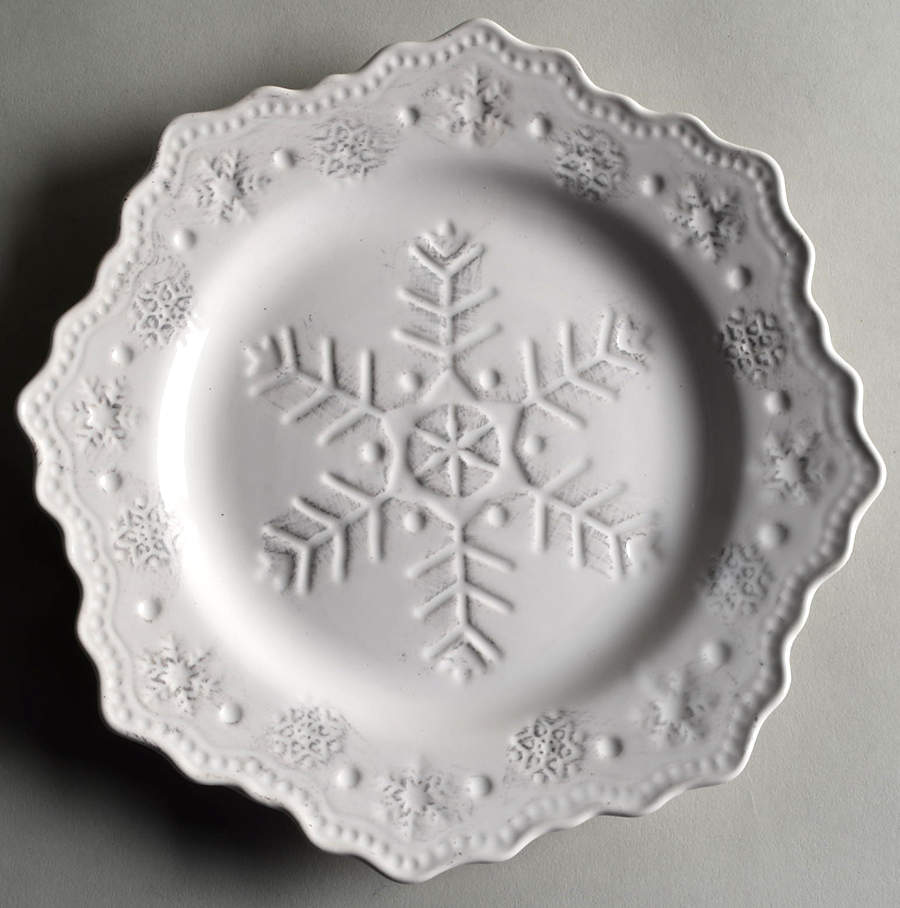 Snowflake White Embossed Salad Plate by Pier 1-1