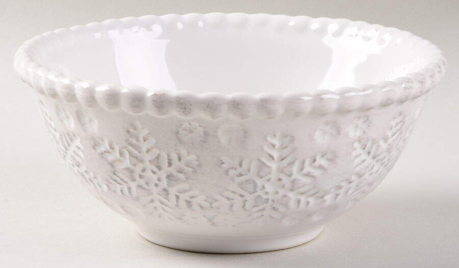 Snowflake White Embossed Soup/Cereal Bowl by Pier 1-1