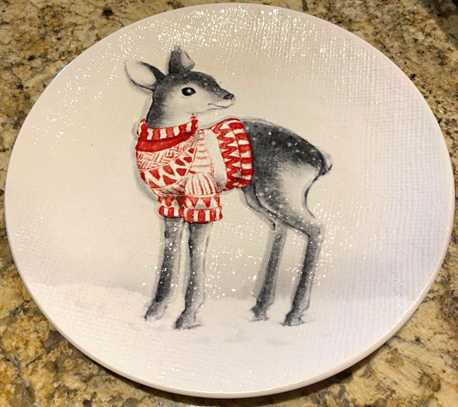 Christmas Critters with Hats Salad Plate by Pier 1-1