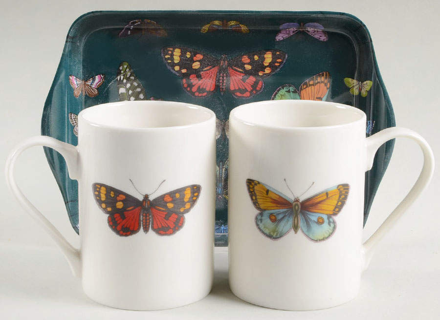 Botanic Garden Harmony Cylindrical Mugs (MUGCY1&2) & Melamine Tray(TREM8) by Portmeirion-1