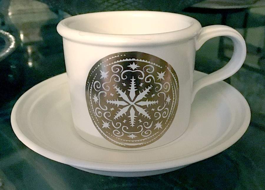 Gold Medallion Flat Cup & Saucer Set by Portmeirion-1