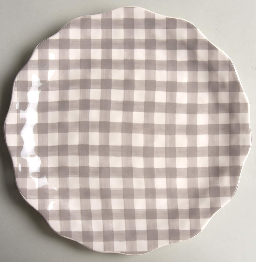 Linen Gray Check Dinner Plate by Pier 1-1