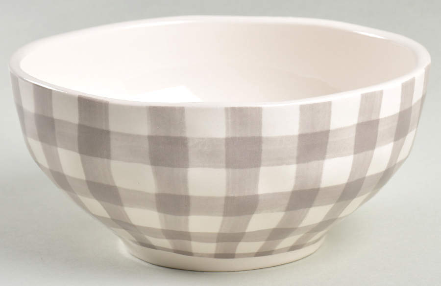 Linen Gray Check Soup/Cereal Bowl by Pier 1-1