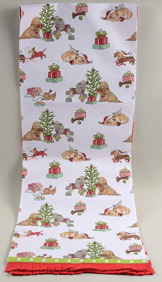 Park Avenue Puppies Christmas Morning 13" X 72" Cloth Table Runner by Pier 1-1