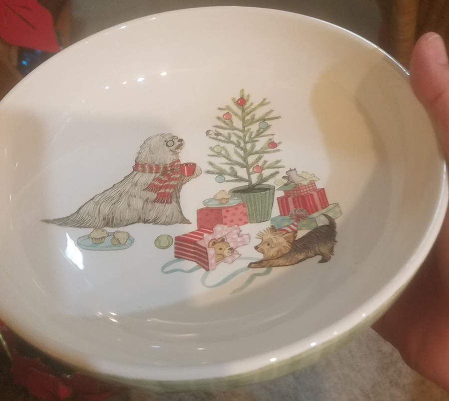 Park Avenue Puppies Christmas Morning Individual Dinner Bowl by Pier 1-1