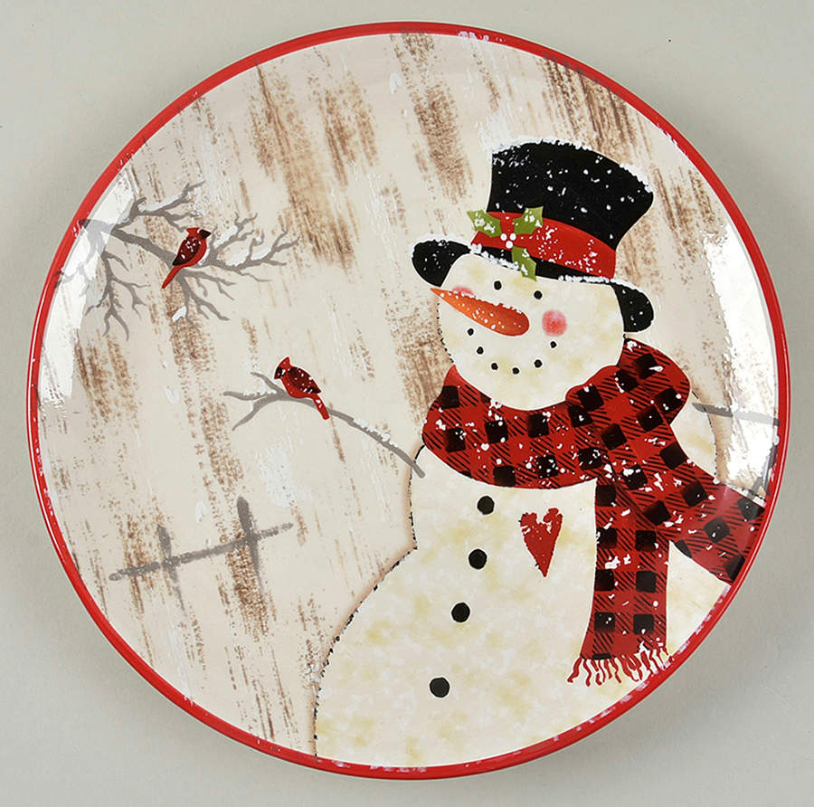 Country Snowman Luncheon/Salad Plate by Potter's Studio-1