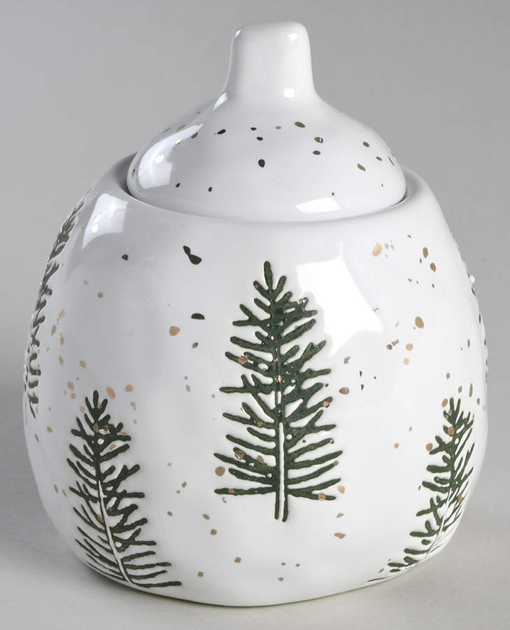 Gold Pine Tree Sugar Bowl & Lid by Potter's Studio-1