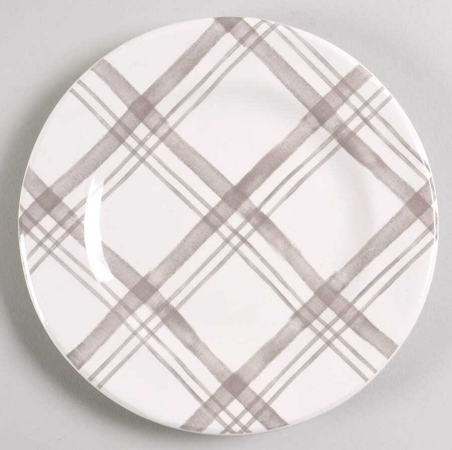Linen Gray Plaid Salad Plate by Pier 1-1