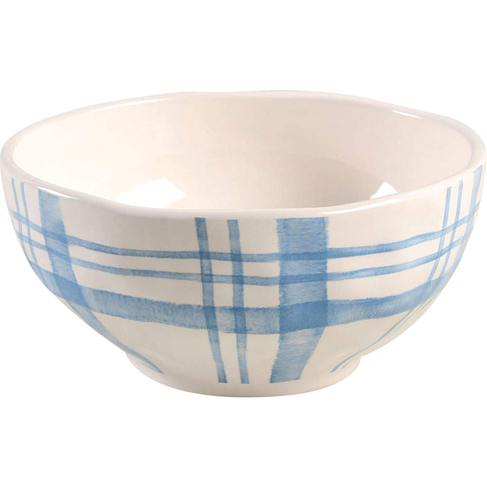 Blue Plaid Soup/Cereal Bowl by Pier 1-1