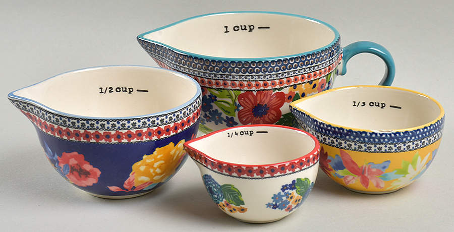 Dazzling Dahlias Measuring Cup Set (1 Cup,1/2 Cup,1/3 Cup,1/4 Cup) by Pioneer Woman-1
