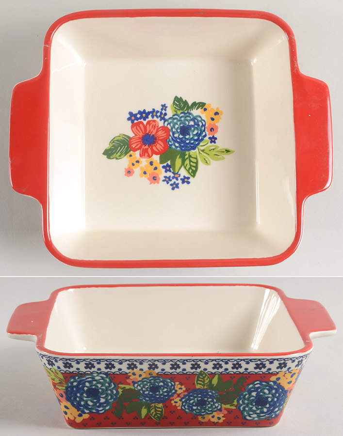 Dazzling Dahlias 8" Square Baker by Pioneer Woman-1