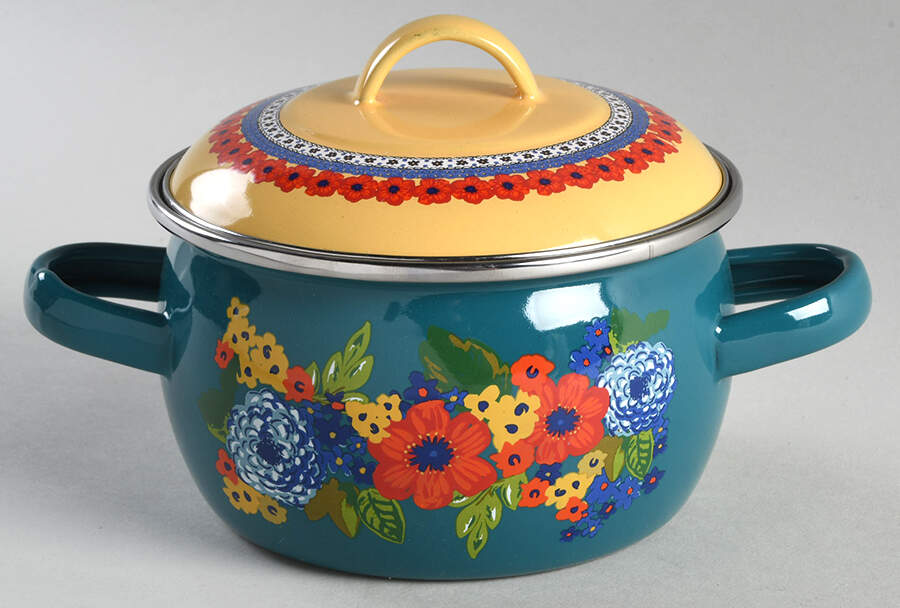 Dazzling Dahlias 1 Quart Metal Dutch Oven by Pioneer Woman-1