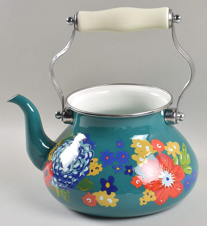 Dazzling Dahlias Metal Kettle No Lid by Pioneer Woman-1