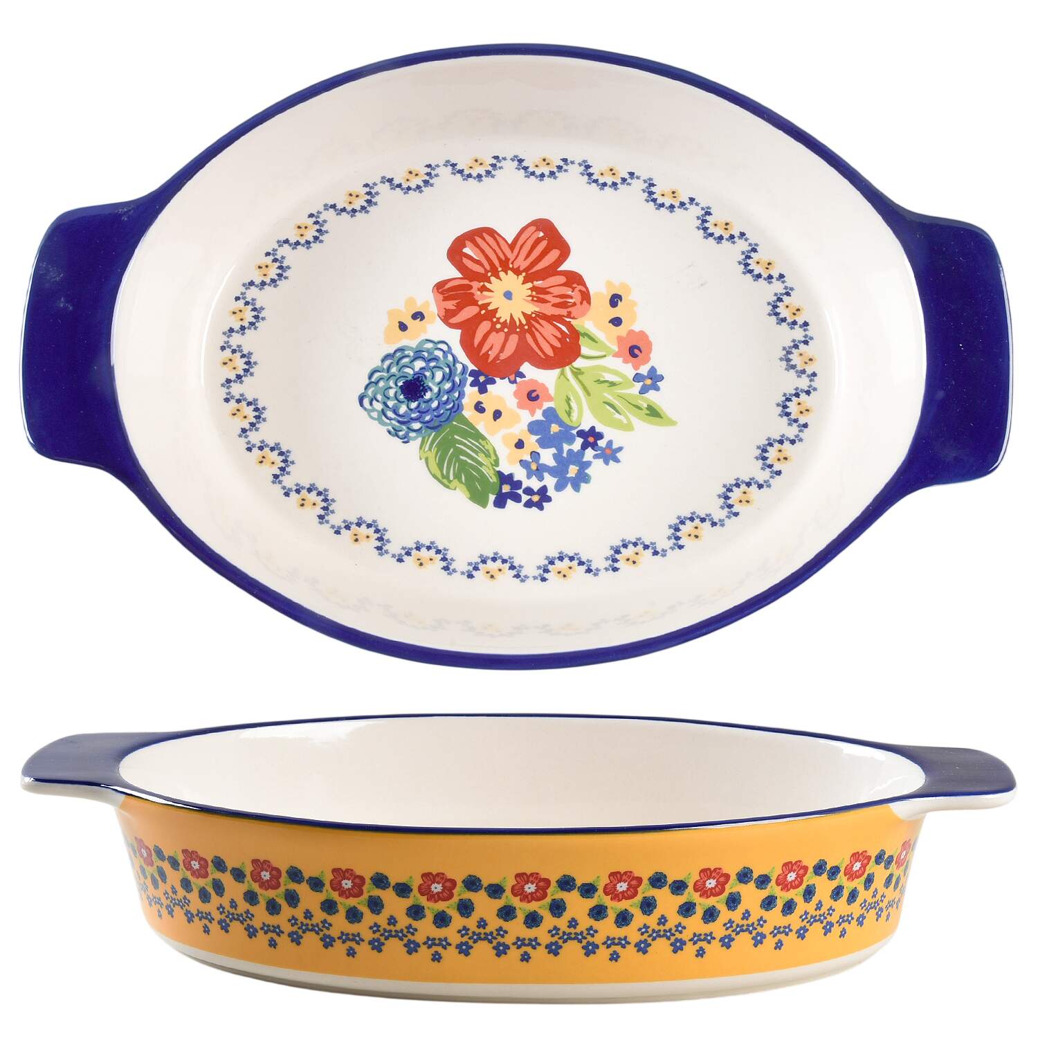 Dazzling Dahlias 13" Oval Baker by Pioneer Woman-1