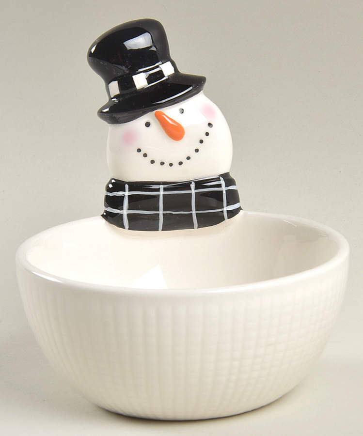 Black and White Snowman Figural Bowl by Potter's Studio-1