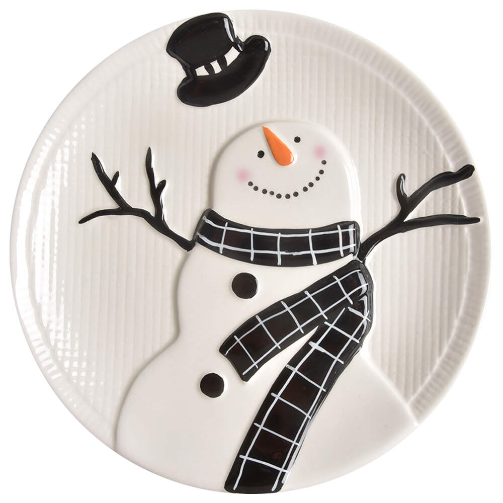 Black and White Snowman Salad Plate by Potter's Studio-1