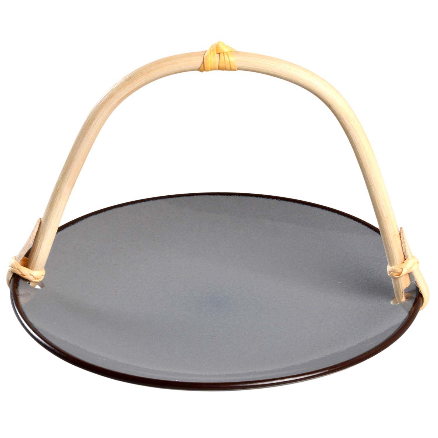 Pierce Gray 5 3/8"-5 5/8" Bamboo Handled Serving Plate  HC by Pfaltzgraff-1