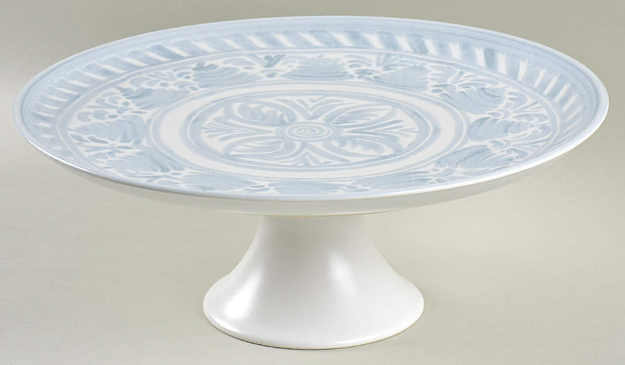 Chambray Tile Footed Cake Plate by Pottery Barn China-1